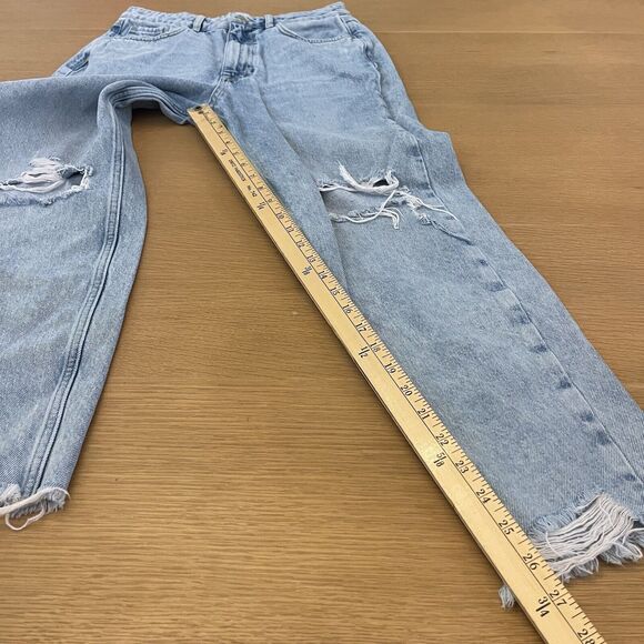 Women's Zara Straight Leg High Waist Distressed Denim Jeans Size 6 - Picture 7 of 9